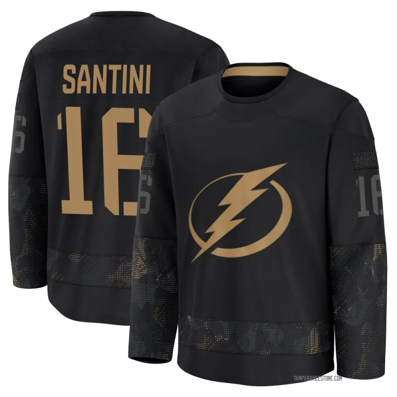 Black Men's Steven Santini Tampa Bay Lightning Premium 2024 Military Appreciation Practice Jersey