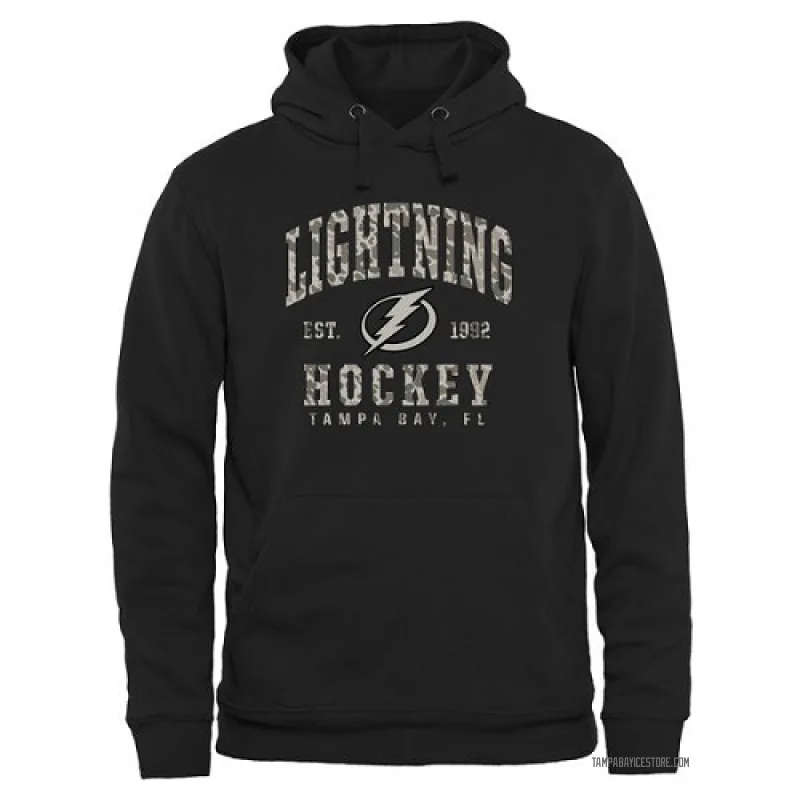 Black Men's Tampa Bay Lightning Camo Stack Pullover Hoodie Tampa Bay Store