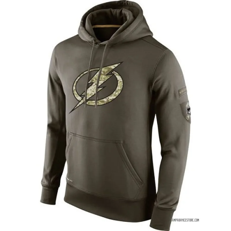 Olive Men's Tampa Bay Lightning Salute To Service KO Performance Hoodie