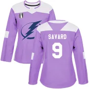 Purple Women's Denis Savard Tampa Bay Lightning Authentic Fights Cancer Practice 2022 Stanley Cup Final Jersey