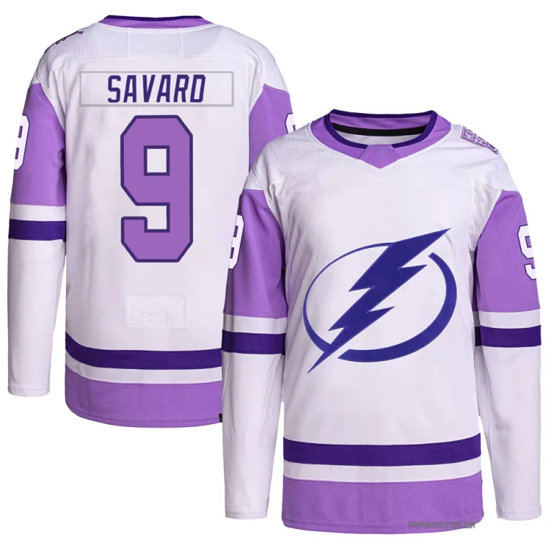 White/Purple Men's Denis Savard Tampa Bay Lightning Authentic Hockey Fights Cancer Primegreen Jersey